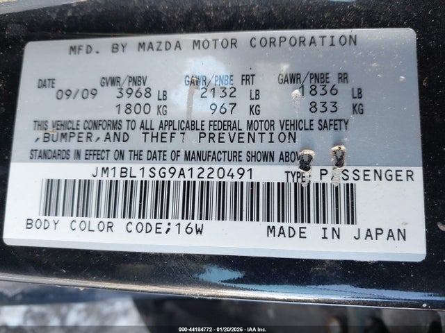 Aukcja sprzedaży 2010 Mazda Mazda3 I Touring, vin: JM1BL1SG9A1220491, numer aukcji: 44184772