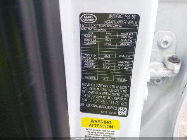 2022 LAND ROVER RANGE ROVER EVOQUE SALZP2FX5NH175686 Photo 8