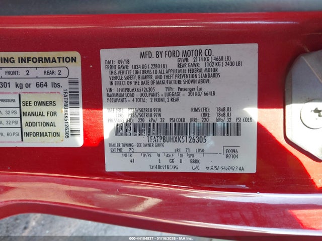 1FATP8UHXK5126305 Ford Mustang Ecoboost Premium