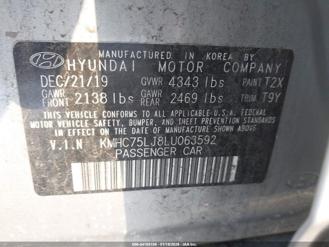 KMHC75LJ8LU063592 Hyundai Ioniq Electric Se