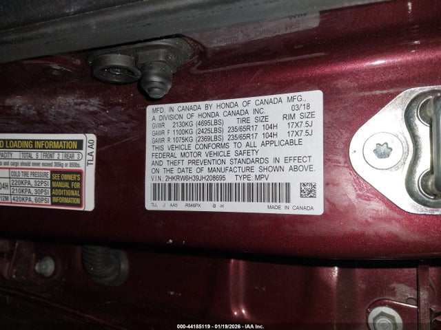 2HKRW6H39JH208695 Honda CR-V LX
