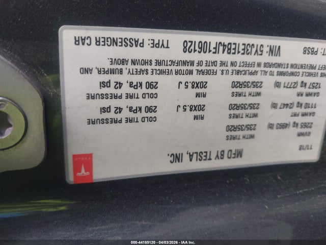 Tesla Model 3 Long Range/performance 2018 5YJ3E1EB4JF106128 Image 9
