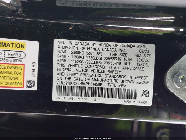 2HKRS6H94PH814589 Honda Cr-v Hybrid Sport Touring