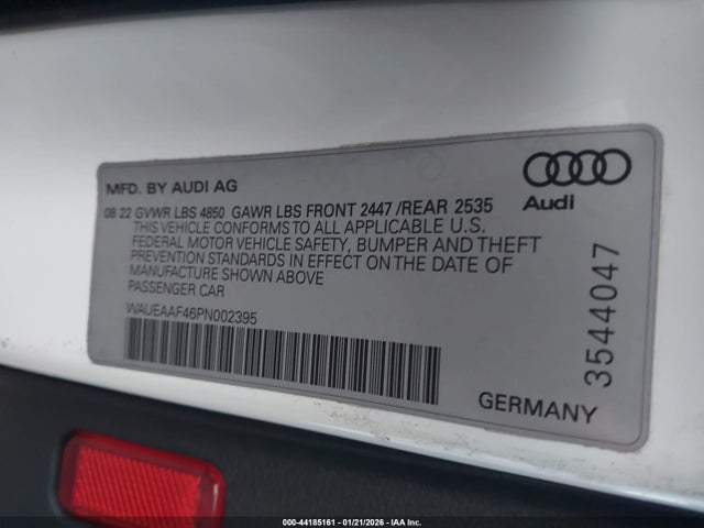 WAUEAAF46PN002395 Audi A4 Premium Plus 45 Tfsi S Line Quattro S Tronic