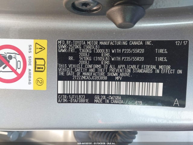 Aukcja sprzedaży 2018 Lexus Rx 350, vin: 2T2ZZMCA5JC093898, numer aukcji: 44185191