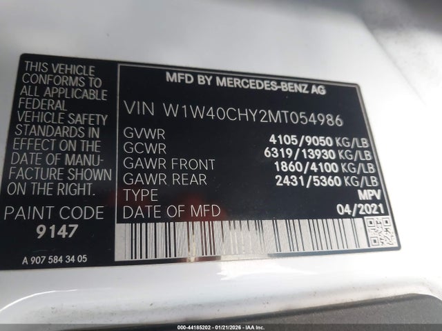 W1W40CHY2MT054986 Mercedes-Benz Sprinter 2500 High Roof I4