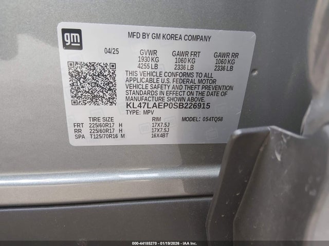 2025 Buick Envista Preferred Fwd მანქანა იყიდება აუქციონზე, vin: KL47LAEP0SB226915, აუქციონის ნომერი: 44185270