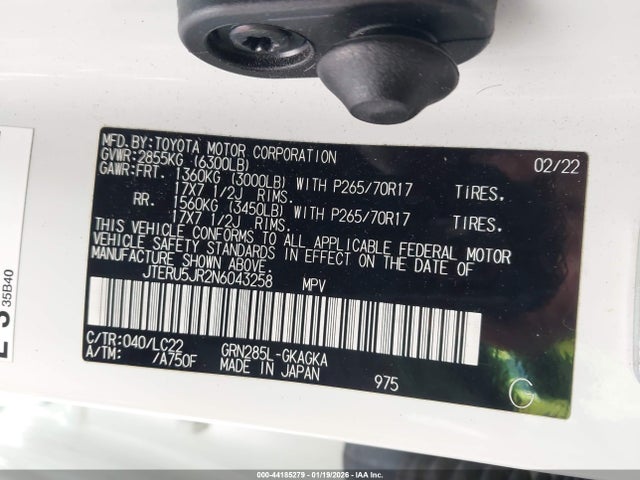 2022 TOYOTA 4RUNNER JTERU5JR2N6043258 Photo 8