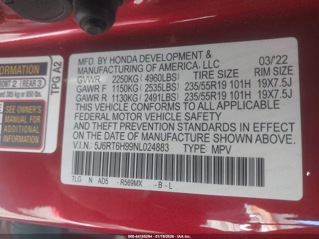 Honda Cr-v Hybrid Touring 2022 5J6RT6H99NL024883 Image 9
