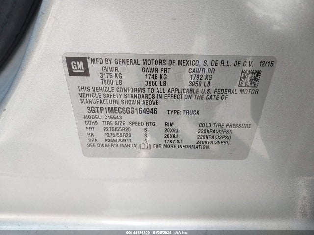 3GTP1MEC6GG164946 GMC Sierra 1500 Sle