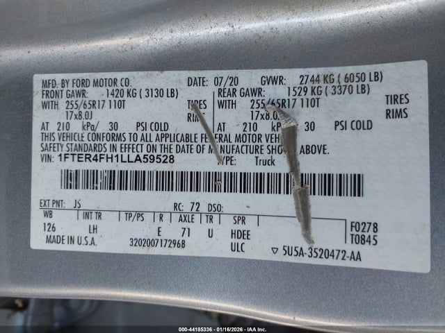 Ford RANGER XL 2020 1FTER4FH1LLA59528 Image 9
