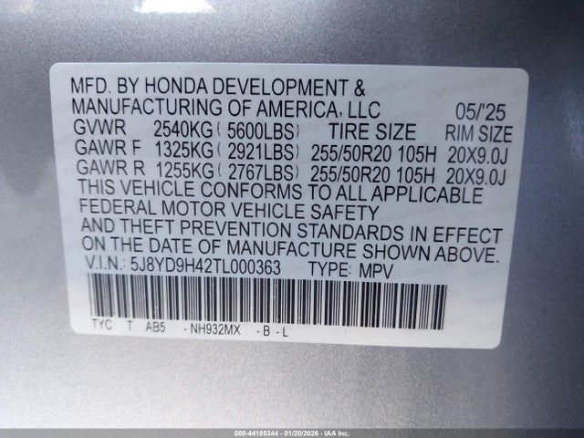 5J8YD9H42TL000363 Acura Mdx Technology Package