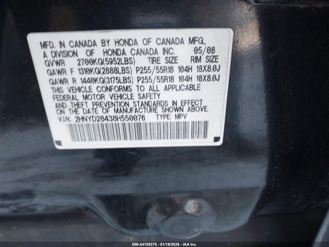 2008 ACURA MDX 2HNYD28438H550076 Photo 8