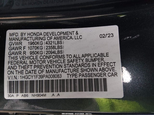 1HGCY1F39PA008083 Honda ACCORD EX