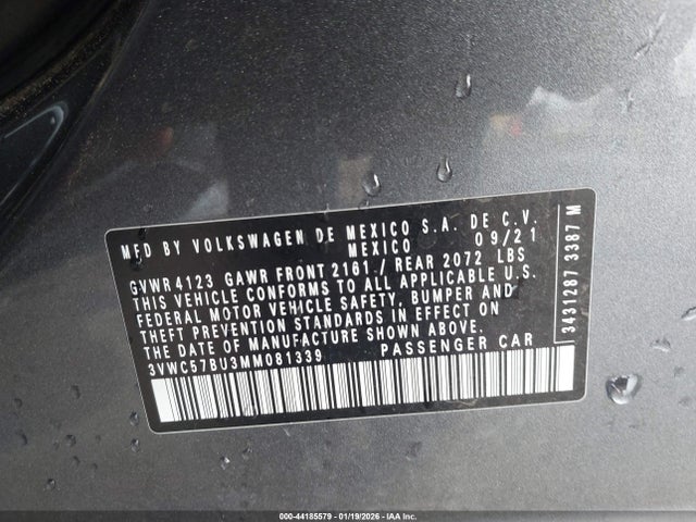 3VWC57BU3MM081339 Volkswagen Jetta 1.4t R-line/1.4t S/1.4t Se