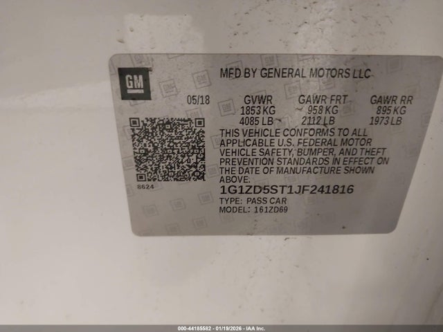 1G1ZD5ST1JF241816 Chevrolet MALIBU LT