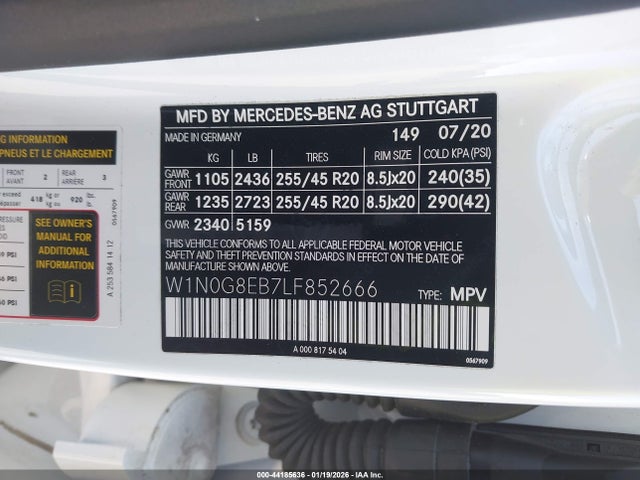 Продаж на аукціоні авто 2020 Mercedes-benz Glc 300 4matic, vin: W1N0G8EB7LF852666, номер лоту: 44185636