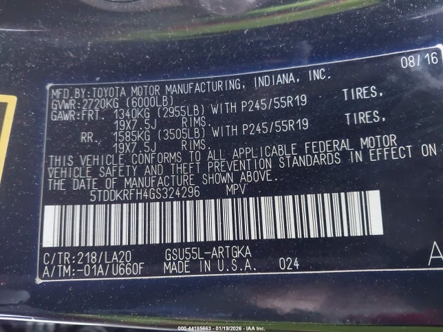 2016 TOYOTA HIGHLANDER 5TDDKRFH4GS324296 Photo 8