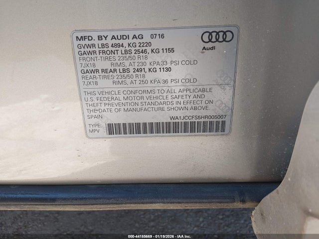 2017 AUDI Q3 WA1JCCFS5HR005007 Photo 8