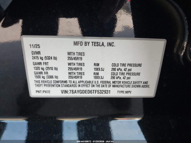 7SAYGDED6TF532931 Tesla Model Y Premium Rear-wheel Drive/standard Rear-wheel Drive