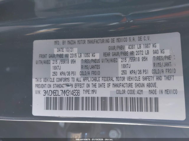 Продажа на аукционе авто 2021 Mazda Cx-30 Premium, vin: 3MVDMBDL7MM314638, номер лота: 44185678