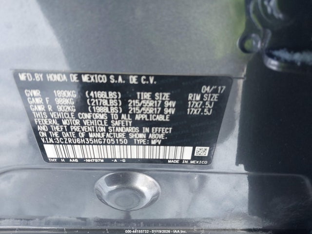 3CZRU6H35HG705150 Honda HR-V LX