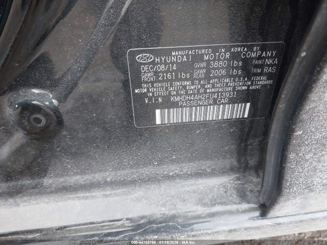 KMHDH4AH2FU413931 Hyundai Elantra Sport