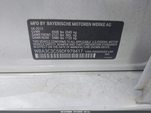 44185800 :رقم المزاد ، WBA3C3C59DF979417 vin ، 2013 Bmw 320i Xdrive مزاد بيع