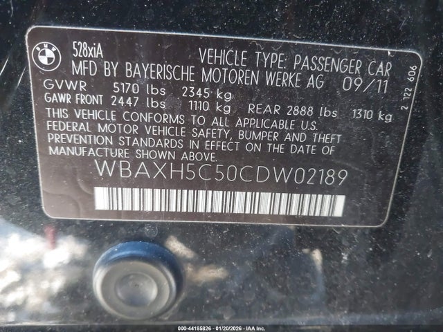 2012 BMW 528I WBAXH5C50CDW02189 Photo 8