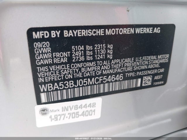 2021 BMW 540I WBA53BJ05MCF54646 Photo 8