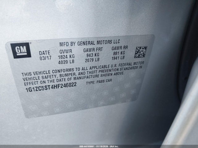 2017 CHEVROLET MALIBU 1G1ZC5ST4HF246022 Photo 8