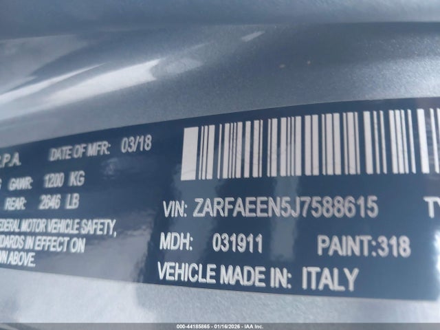 2018 ALFA ROMEO GIULIA ZARFAEEN5J7588615 Photo 8