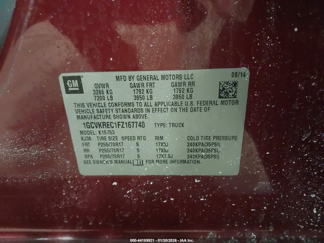 1GCVKREC1FZ167740 Chevrolet Silverado 1500 1lt