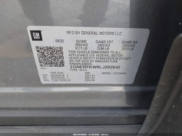 1GNERFKW9LJ292642 Chevrolet Traverse Fwd Ls