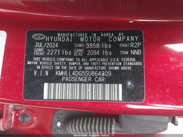 KMHLL4DG5SU864309 Hyundai ELANTRA SE