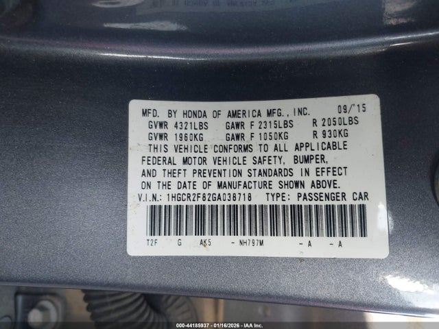 1HGCR2F82GA038718 Honda Accord Ex-l