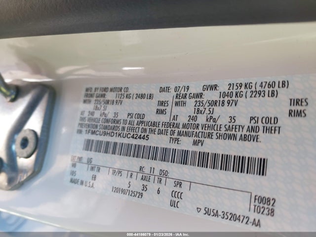 Ford ESCAPE SEL 2019 1FMCU9HD1KUC42445 Image 9
