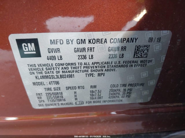 KL4MMGSL3LB024981 Buick Encore Gx Awd Essence