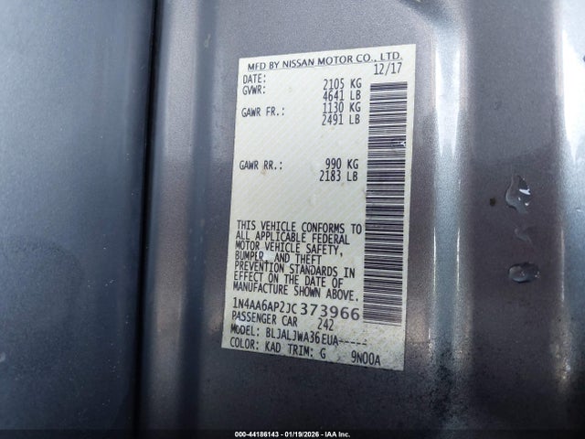 1N4AA6AP2JC373966 Nissan Maxima 3.5 Sv
