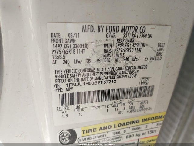 2011 FORD EXPEDITION 1FMJU1H53BEF57212 Photo 8