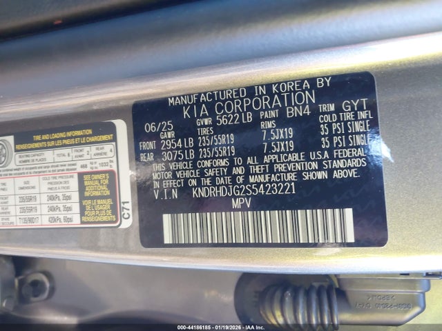 Aukcja sprzedaży 2025 Kia Sorento Hybrid Ex, vin: KNDRHDJG2S5423221, numer aukcji: 44186185