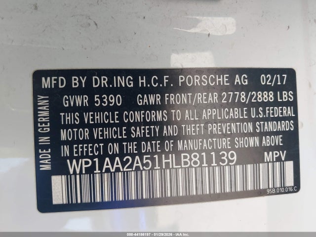 Porsche Macan 2017 WP1AA2A51HLB81139 Image 9