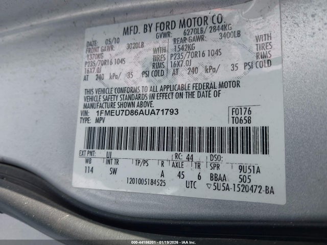 2010 FORD EXPLORER 1FMEU7D86AUA71793 Photo 8