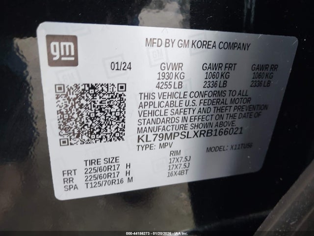 KL79MPSLXRB166021 Chevrolet Trailblazer Fwd Lt