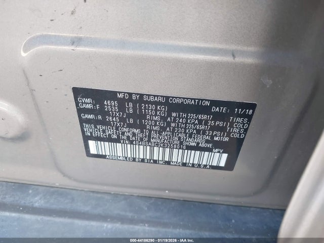 Subaru Outback 2.5i 2019 4S4BSABC2K3258016 Image 9