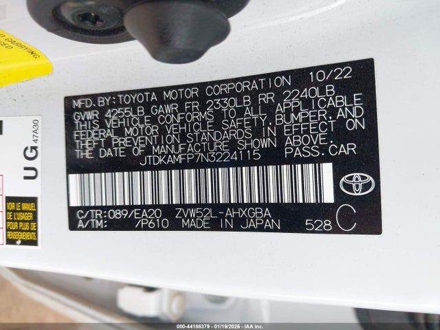 2022 TOYOTA PRIUS PRIME JTDKAMFP7N3224115 Photo 8