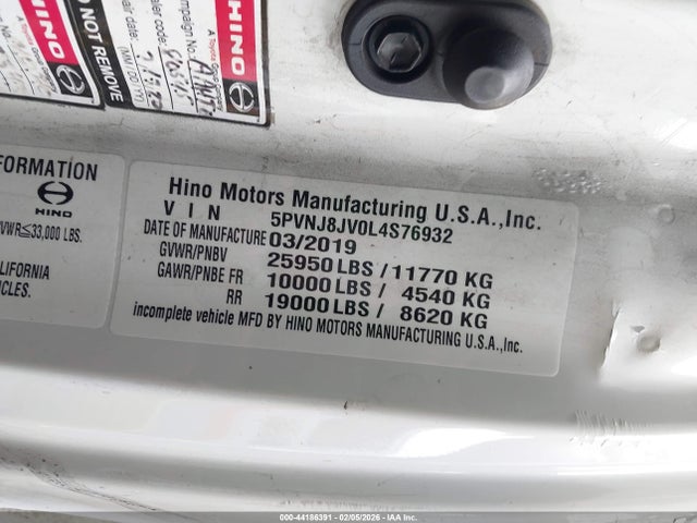 5PVNJ8JV0L4S76932 Hino 258/268