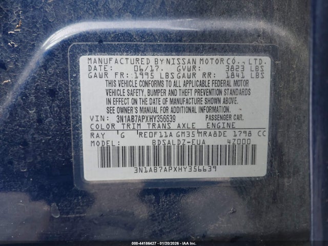 3N1AB7APXHY356639 Nissan SENTRA SV