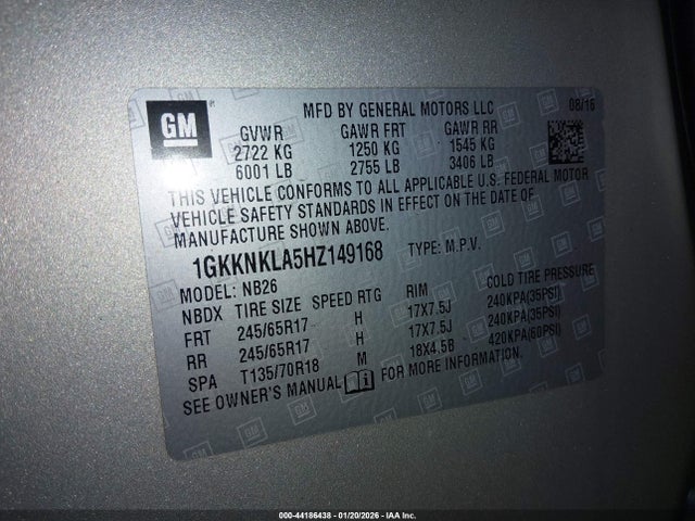 1GKKNKLA5HZ149168 GMC Acadia Sle-1