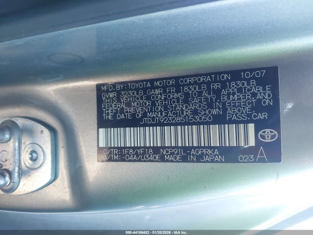 2008 TOYOTA YARIS JTDJT923285153050 Photo 8
